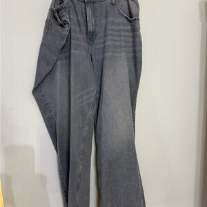 Abercrombie & Fitch High Rise Wide Leg Jeans - Gray Wash